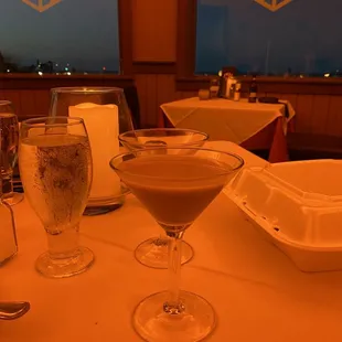 Espresso Martini  - yum - and the view after sunset.