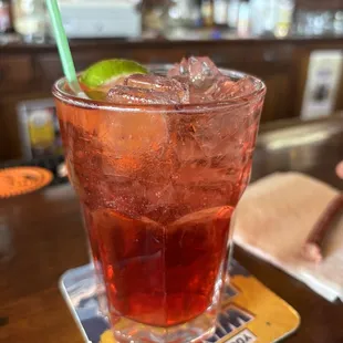 Can't remember the name but had Gin, cranberry juice and soda.