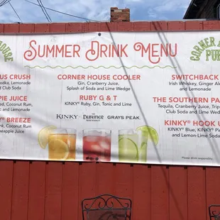 Summer Drink menu