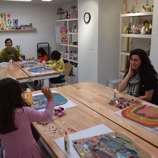 Rainbow collage project with our party guests