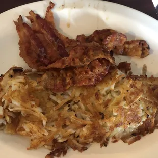 Hashbrowns and bacon