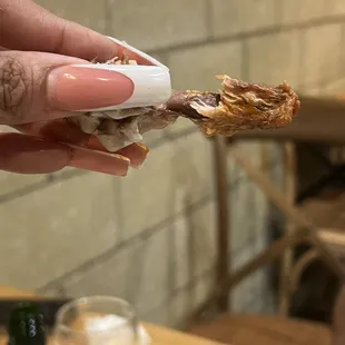 All bloody, chewy, and feathery ! tasted like freezer