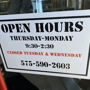 Open Thursday to Monday from 9:30 to 2:30