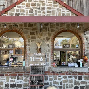 a brick building with arched windows