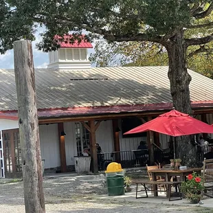 tables and umbrellas