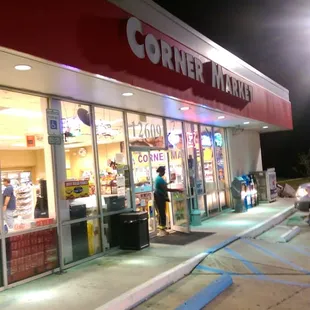 the entrance of a convenience store