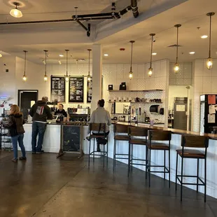 people standing at the counter