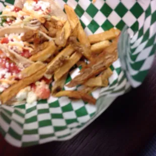 Pork tacos and fries
