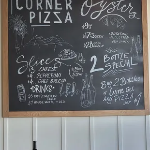 Chalkboard at front of restaurant