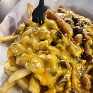 Chili cheese fries are delicious!