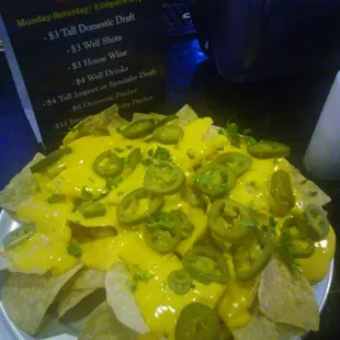 Nachos $3.99 homemade chips.