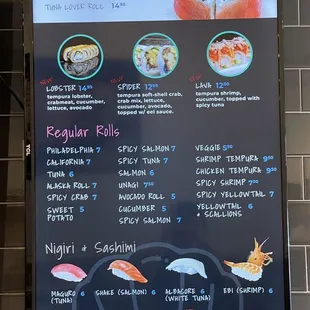 Menu as of July 2022