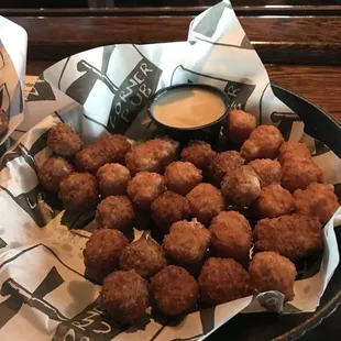 Cheese beans-odd name and descriptions, but basically they were breaded balls of cheese.