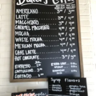 Coffee menu, the only pic that turned out OK or I'd post more.