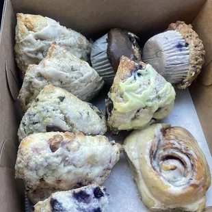 various scone's muffins cinnamon roll.. all