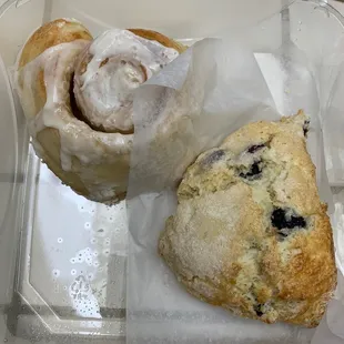Cinnamon roll blueberry scone