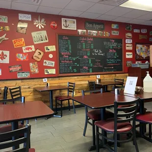 tables and chairs in a restaurant