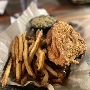 Rib &amp; Fried Chix with Wild Rice and Stable Fries