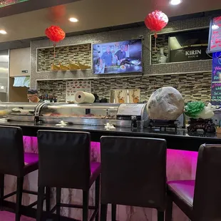 interior, sushi and sashimi