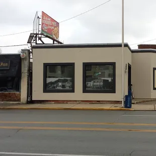 the corner of the building