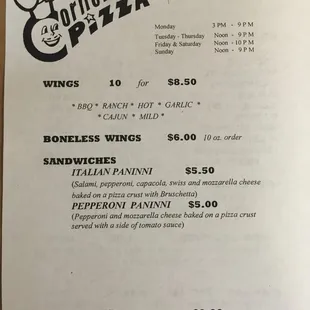 Menu. Updated 3-7-2016