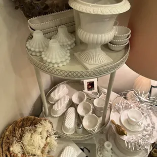 Butter dishes, serving tray, etc