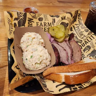 Tri-tip with potato salad and baked beans on the side