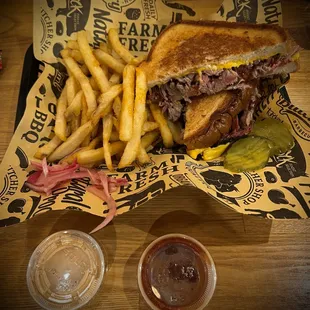 a sandwich and fries