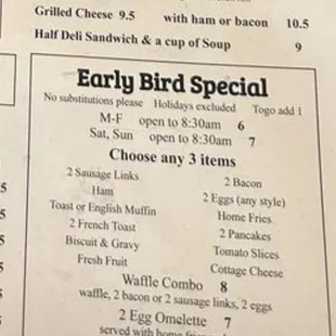 The early bird special is the main reason to go!