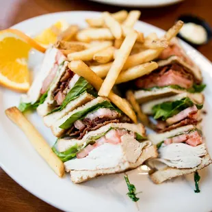 Our turkey club triple-decker with bacon, lettuce and tomato. #sandwiches #lunch #tripledecker #club