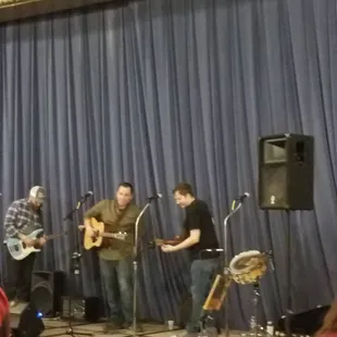 Band set up in another room