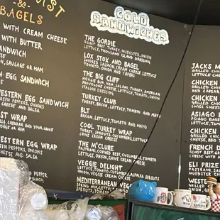 Cold sandwich menu