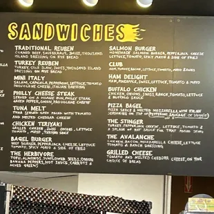 Sandwich menu
