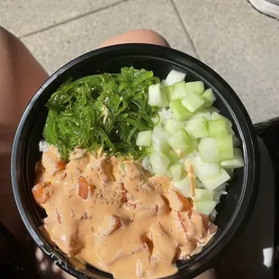 Spicy Salmon Rice Bowl (Raw Salmon)
