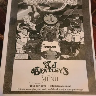 the menu for the restaurant