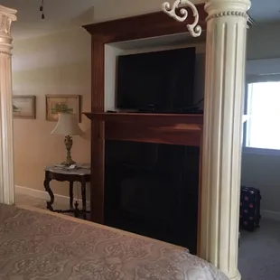 Fireplace and large TV!