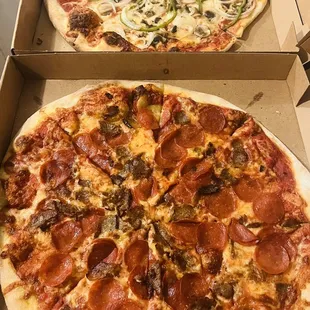 Meat Lovers and Veggie Pizza tonight!