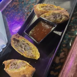 Philly cheese streak egg rolls