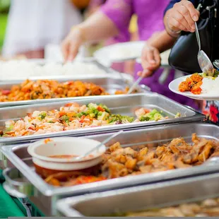a buffet of food