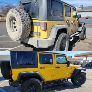 Before and after of our 2nd Jeep. As always these gals and guys do an amazing job!!! Thank you