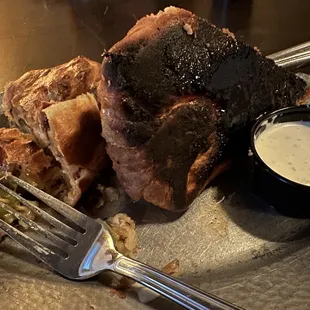 Burnt on the bottom Green chili burger pasty. The inside was tasty but couldn't eat the bottom