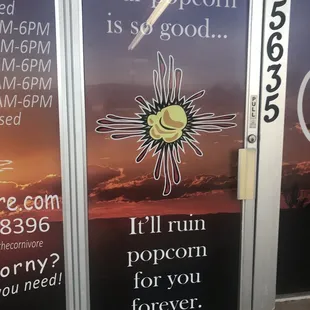 a sign for popcorn