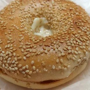 Bagel with egg and cheese at Cornucopia Foods