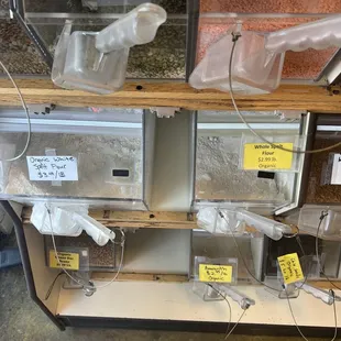area of organic beans, flour, berries, etc