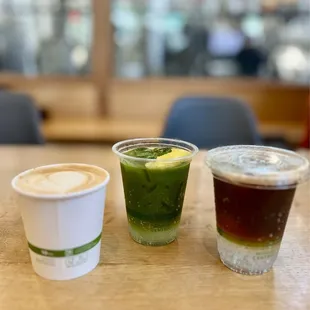 Caramel Latte, Yuzu Matcha Tonic, Espresso Tonic