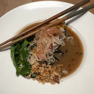 Noodles, squid, chicken jus, citrus-soy