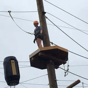 My ten year old daughter tearing up the third level of the course.