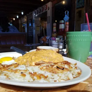 Country Fried Steak and Eggs Plate Breakfast