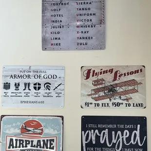 a display of various signs