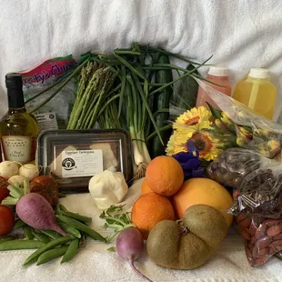 my bounty! sorry you can't see that i also got rusty's chips. wow best chips ever! and the juice in the back is liquid heaven